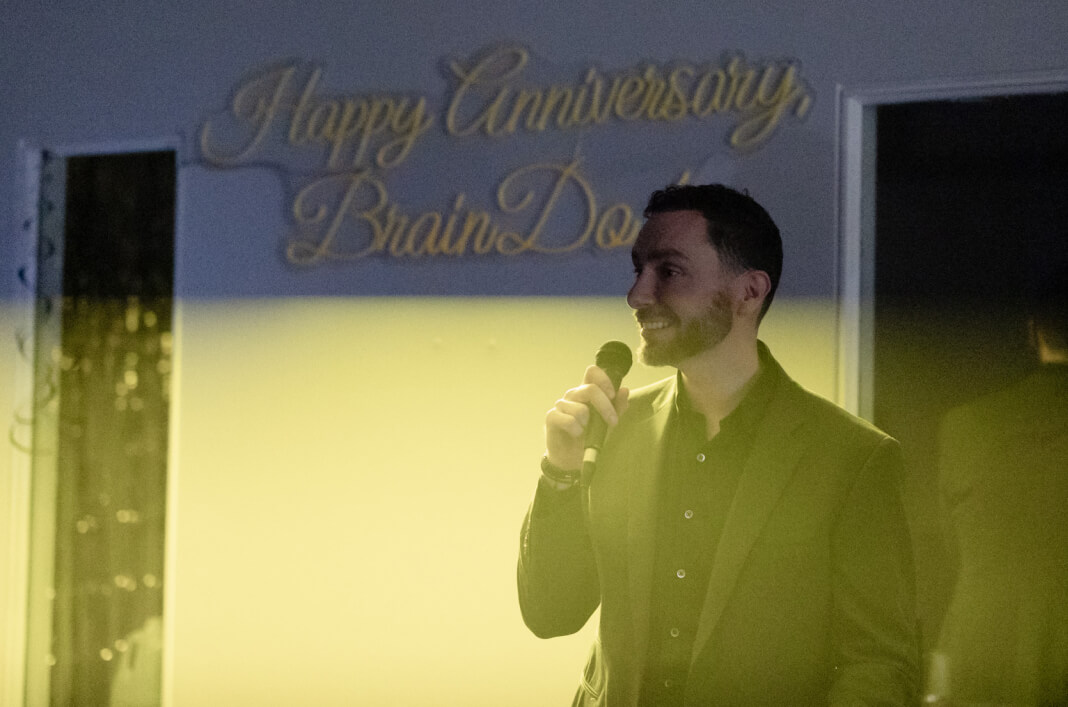 Brian Cosrgrove, principal and co-founder, delivering a speech